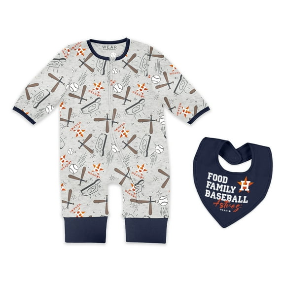 Newborn & Infant WEAR by Erin Andrews Heather Gray Houston Astros Sleep and Play Full-Zip Sleeper & Bib Set