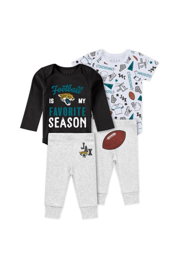 Newborn & Infant WEAR by Erin Andrews Jacksonville Jaguars Three-Piece Turn Me Around Bodysuits & Pant Set