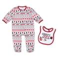 thumbnail image 1 of Newborn & Infant WEAR by Erin Andrews Kansas City Chiefs Allover Print Full-Zip Sleeper & Bib Set, 1 of 3