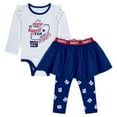 thumbnail image 1 of Newborn & Infant WEAR by Erin Andrews New York Giants Three-Piece Long Sleeve Bodysuit, Tutu and Sweatpants Set, 1 of 5