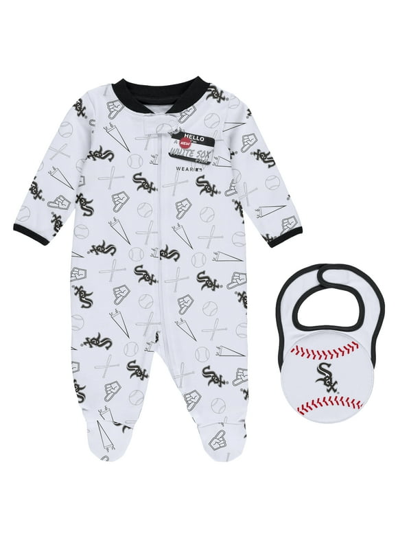 Newborn & Infant WEAR by Erin Andrews White Chicago White Sox Sleep & Play Full-Zip Footed Jumper with Bib