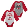 thumbnail image 1 of Newborn & Infant White/Gray Ohio State Buckeyes 2-Pack Play Time Long Sleeve Bodysuit Set, 1 of 4