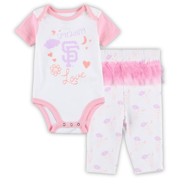 Newborn & Infant White/Pink San Francisco Giants Spreading Love Bodysuit & Tutu with Leggings Set