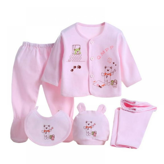 Newborn Infants Baby Girls Outfits Clothes Top+Long Pants+Hat+Bib Set