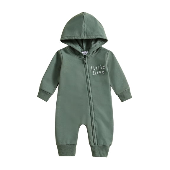 Jumpsuit Valentine's Day Long Sleeve Hooded Romper Green Playwear for Baby Boys Green 0 Months-3 Months