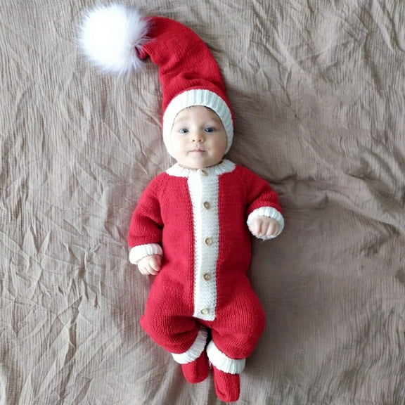 Newborn Monthly Baby Photo Props Christmas Hat Pants for Boy Girls Photography Shoot