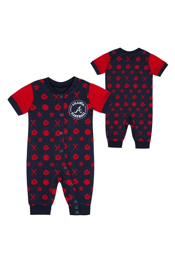 Newborn  Navy Atlanta Braves Hard 90 Coveralls