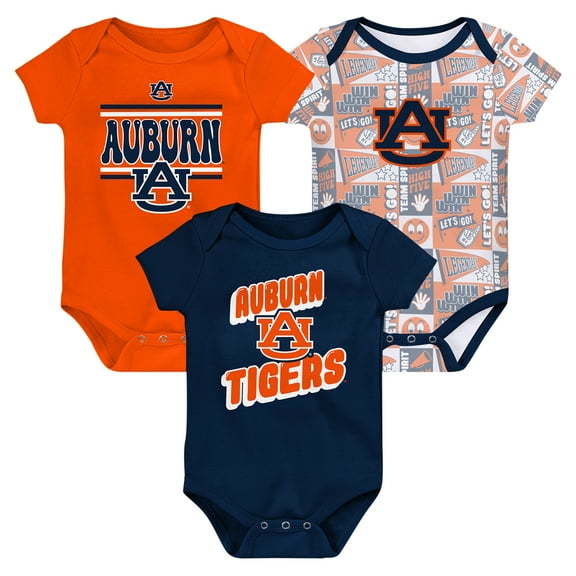 Newborn Navy Auburn Tigers Sunday Comics 3-Pack Bodysuit Set