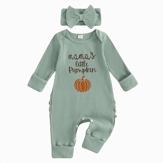 Newborn Newborn My First Halloween Baby Girl Outfit Mamas Long Sleeve Romper Jumpsuit Girl Outfits Clothes Preemie Newborn Photography Green