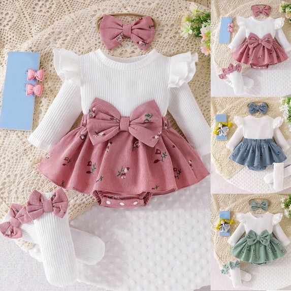 Newborn Newborn Spring Fall Three Piece Set For Baby Long Sleeve Romper With Cap And Matching Pants One-Piece Romper Newborn Pajamas