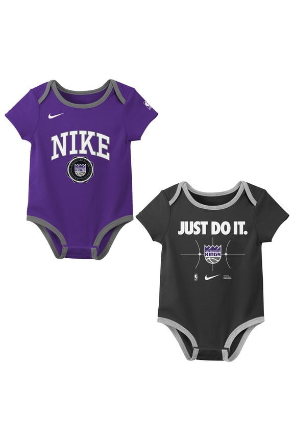 Newborn-Nike Purple/Black-Sacramento Kings Just Do It Two-Pack Bodysuit Set