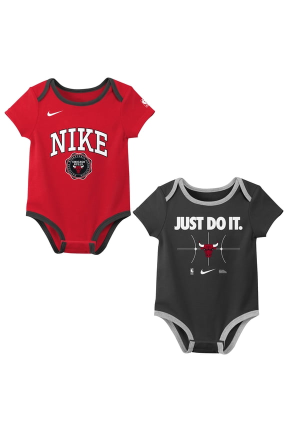 Newborn-Nike Red/Black-Chicago Bulls Just Do It Two-Pack Bodysuit Set