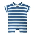 thumbnail image 1 of Onesies Bodysuit Short Sleeve Striped Romper Comfortable Crawling Outfit Onesies Blue 6 Months-9 Months, 1 of 2