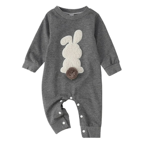 Onesies Boy Boy Girl Jumpsuit Easter Clothing Embroidered Bunny Crawlies Suit Baby Onsies Grey 6 Months-12 Months