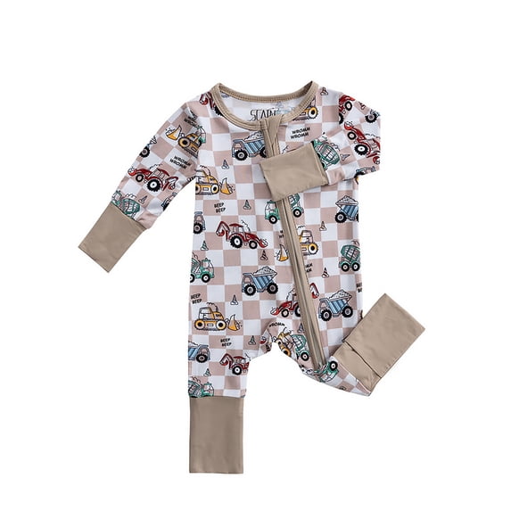 Newborn Onesies Boy Boys Infant Comfortable Bamboo Zipper Romper Jumpsuit Baby Bodysuit Beige 18-24 Months