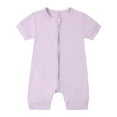 thumbnail image 1 of Onesies Boy Baby Cotton Rompers Pajamas Zipper Short Sleeve Sleeper Jumpsuit Onesies Light Purple 6 Months-12 Months, 1 of 2