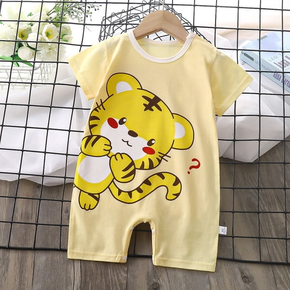 Newborn Onesies Boys Soft Short Sleeve Romper Baby Boy Romper Yellow2 9-12 Months
