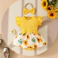thumbnail image 1 of Newborn Onesies Girl Girls Sleeveless Ribbed Floral Applique Summer Romper Baby Boy Romper Yellow 3-6 Months, 1 of 7