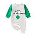 thumbnail image 1 of Onesies Girl St. Patricks Day Outfit Funny Letter Print Sweatshirt Romper Cute Clothes Baby Boy Romper Green 12 Months-18 Months, 1 of 1