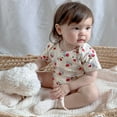 thumbnail image 1 of Newborn Onesies Girls Short Sleeve Envelope Neck Print Summer Romper Baby Rompers Girl Pink 6-12 Months, 1 of 9