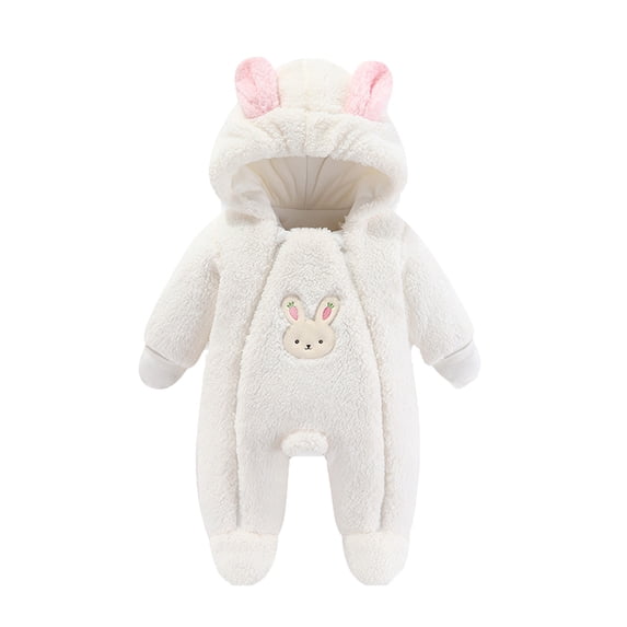Onesies Boys Girls Long Sleeve Cartoon Hooded Romper Cotton Cotton Neutral Baby Clothes White 0 Months-3 Months