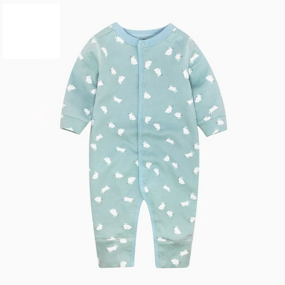 Onesies Footless Pjs Print Romper Jumpsuit Button Onesies Baby Clothes Girls Mint Green 18 Months-24 Months