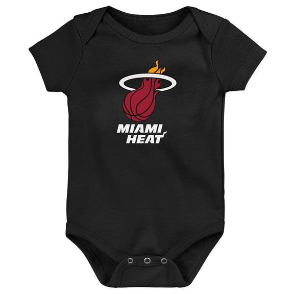 Newborn Outerstuff Black Miami Heat Primary Logo Bodysuit