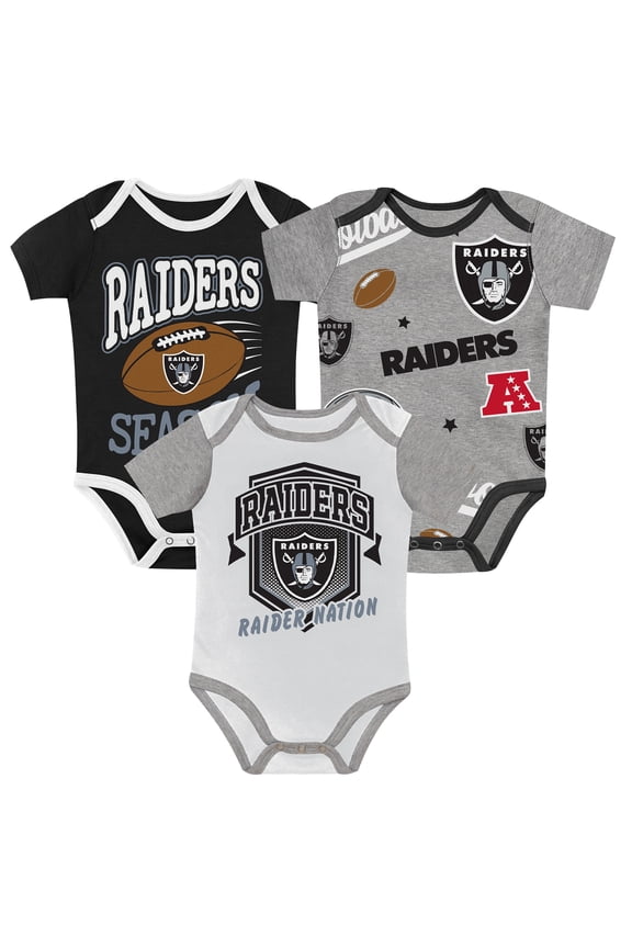 Newborn Outerstuff Las Vegas Raiders First Round Pick Three-Piece Bodysuit Set