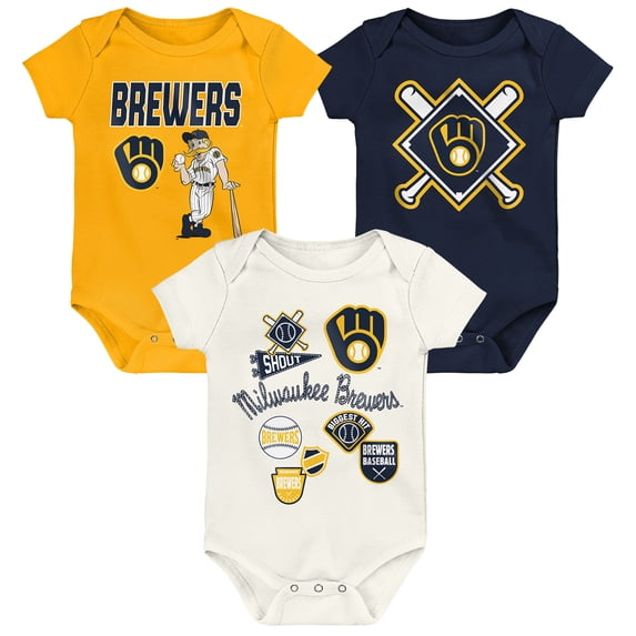 Newborn Outerstuff Milwaukee Brewers Home Plate 3-Piece Creeper Set