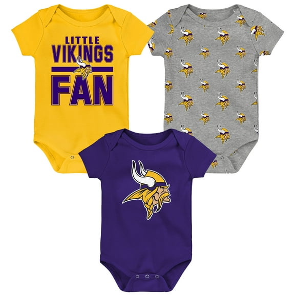 Newborn Outerstuff Minnesota Vikings Little Tike 3-Piece Bodysuit Set