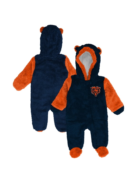 Newborn Outerstuff Navy Chicago Bears Teddy Fleece Bunting Full-Zip Sleeper