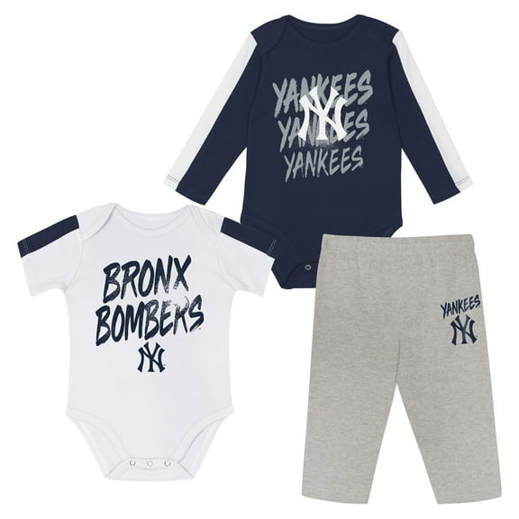 Newborn Outerstuff New York Yankees Double Down Bodysuit and Pants 3-Piece Set