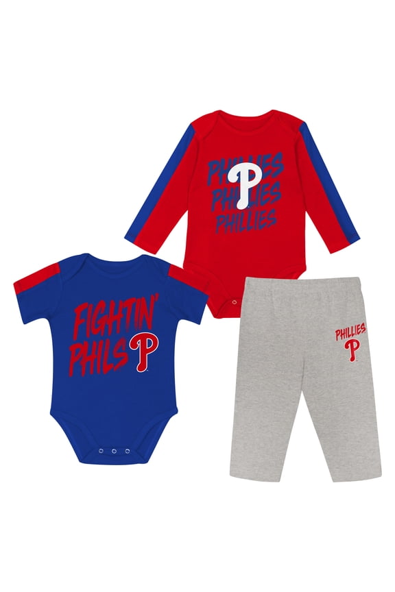 Newborn Outerstuff Philadelphia Phillies Double Down Bodysuit and Pants 3-Piece Set