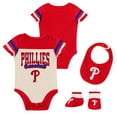 thumbnail image 1 of Newborn Outerstuff Red Philadelphia Phillies Up One Three-Piece Bodysuit, Bib & Booties Set, 1 of 5