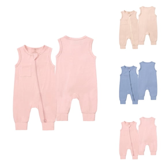 Newborn Outfit Baby Romper Girls Romper&Jumpsuit Baby Footless Pajamas Zipper Sleeveless Sleeper Jumpsuit for Comfortable and Sleep