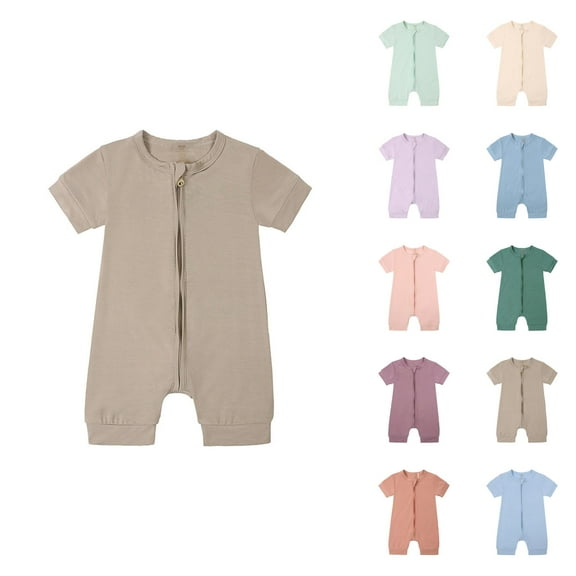 Newborn Outfits Baby Boy Rompers Boys Romper & Jumpsuit Baby Rompers Pajamas Zipper Short Sleeve Sleeper Jumpsuit for Comfortable and Sleep