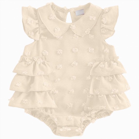 Newborn Outfits Baby Girl Clothes Summer Fly Sleeve Floral Embroidery Romper Ruffle Bodysuit Jumpsuit One Piece