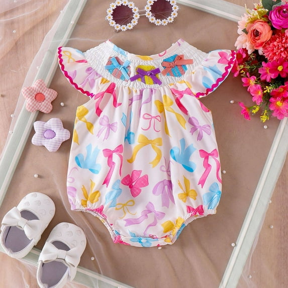 Outfits Baby Girl Cute Letter Embroider Girls Ruffle Sleeveless Romper Bodysuit Baby Girls Clothes for Babies 6-12 Months