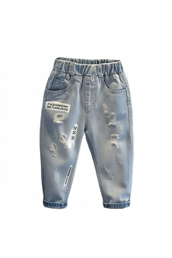 Pants Boys Wide Leg Jeans Loose Fit Denim Vintage Casual Wide Leg Jeans Streetwear Boys Cargo Pants Blue 12 Months-24 Months