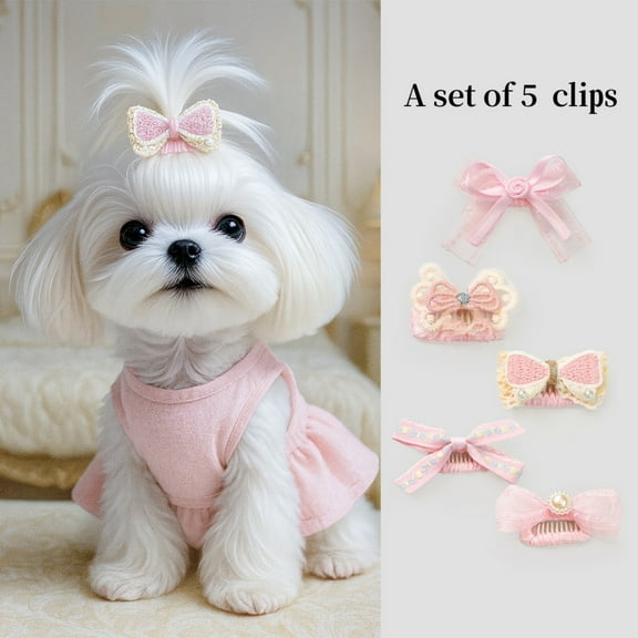 Newborn Pet Hair Accessories Dog Hair Clips For Girls Dog Cat with Bows Rhinestone Barrettes