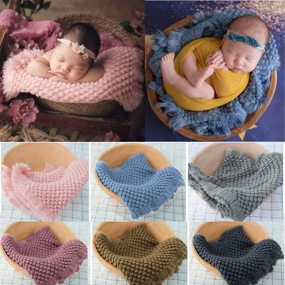 Newborn Photography Baby Posing Layer Props Basket Filler Stuffer Blanket Photoshoot HandKint Photo Wool Wrap