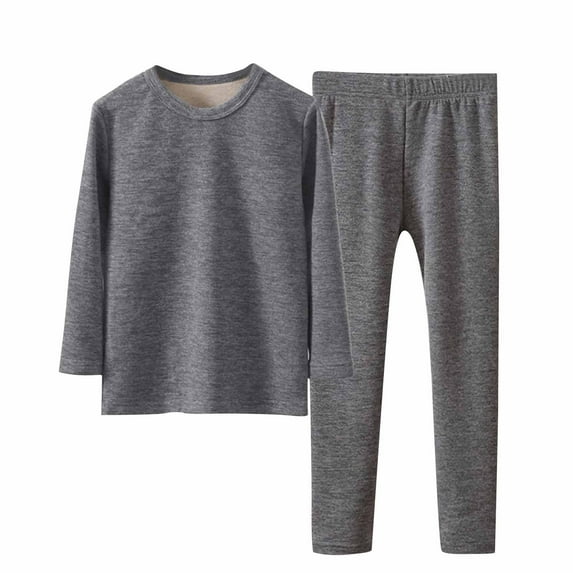 Newborn Photography Outfits Girl Casual Children's Solid Color Cute Long Sleeved Round Neck Top and Pants Loose Home Clothes Pajama Set New Casual Matching Sets Gray 8T