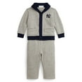 thumbnail image 1 of Newborn Polo Ralph Lauren Heather Gray/Navy Yankees Vintage Fleece Cardigan & Pant Set, 1 of 2
