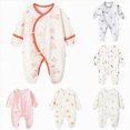 thumbnail image 1 of Newborn Preemie Baby Bodysuit Boy Girl Climbing Suit Footed Sleeper Gown With Mitten Cuffs Cotton Side Baby Footed Print Infant Play For 0 6 Months Pink Rompers Baby Gift, 1 of 6
