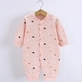 thumbnail image 1 of Newborn Printed Romper - Button-Neck Long Sleeve For Boys/Girls (0-3 Months, Organic) Pink 80, 1 of 4