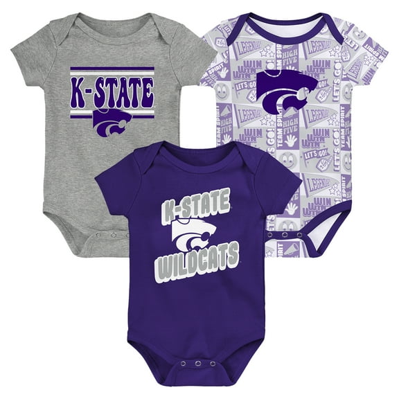 Newborn Purple Kansas State Wildcats Sunday Comics 3-Pack Bodysuit Set
