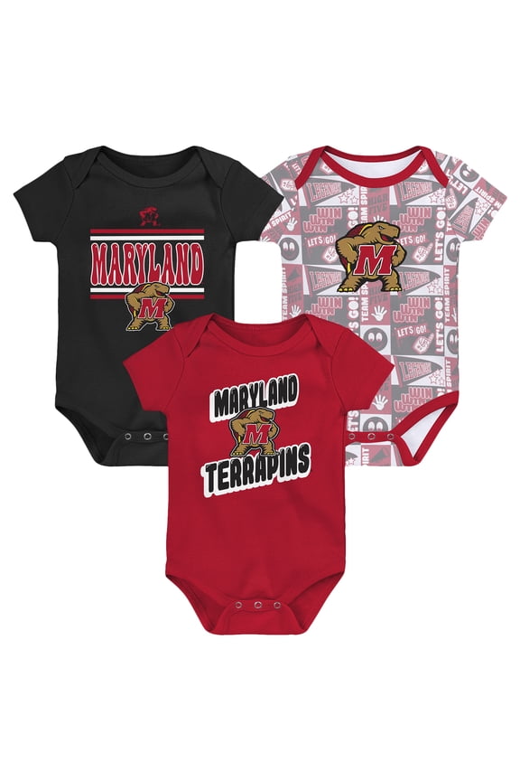 Newborn Red Maryland Terrapins Sunday Comics 3-Pack Bodysuit Set