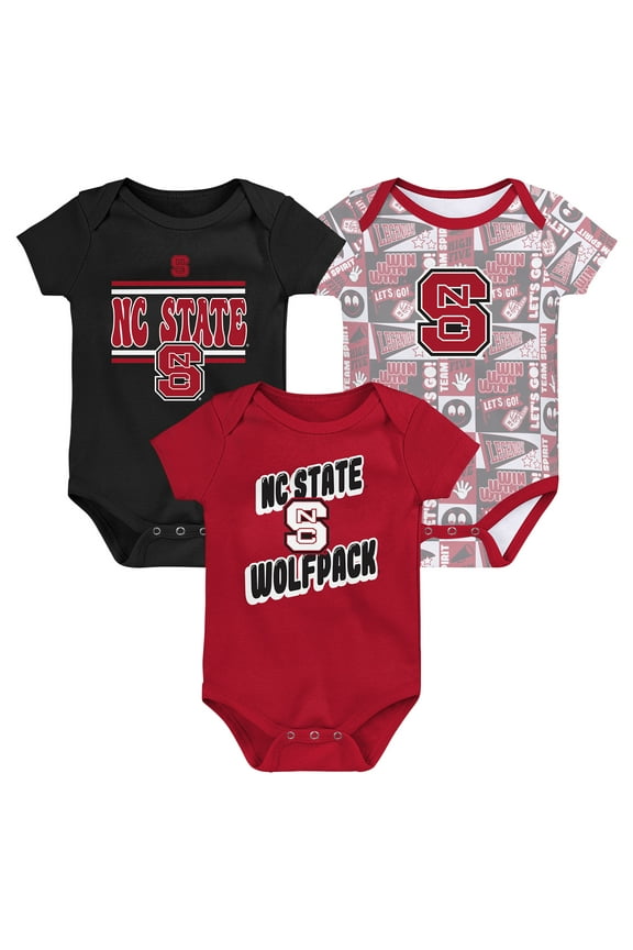 Newborn Red NC State Wolfpack Sunday Comics 3-Pack Bodysuit Set