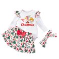 thumbnail image 1 of Newborn Romper Baby Girl Spring Autumn Christmas Deer Long Sleeve Jumpsuit Skirt Headband Three Piece Set Brick Red, 12-18 Months, 1 of 6