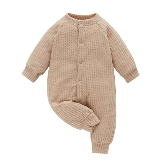 Newborn Rompers Winter Baby Girls Baby Girl Long Sleeved Fleece To Keep Warm Jumpsuit New Casual Winter Jumpsuits Khaki 0-3 Months